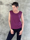 caraucci plant-based lightweight rayon jersey purple reversible ruched tank top #color_jam