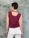 caraucci plant-based lightweight rayon jersey maroon reversible ruched tank top #color_wine