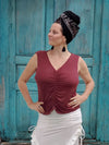 caraucci plant-based lightweight rayon jersey maroon reversible ruched tank top #color_wine