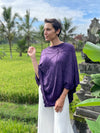 caraucci women's plant based rayon jersey purple textured poncho can be worn multiple ways; dress, skirt, halter top #color_plum