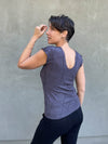 women's plant based rayon jersey stretchy textured cap sleeve steel grey v-neck t-shirt #color_steel