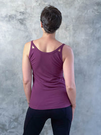 caraucci scoop neck purple tank top with cut out accents #color_jam