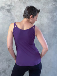 caraucci scoop neck purple tank top with cut out accents #color_plum