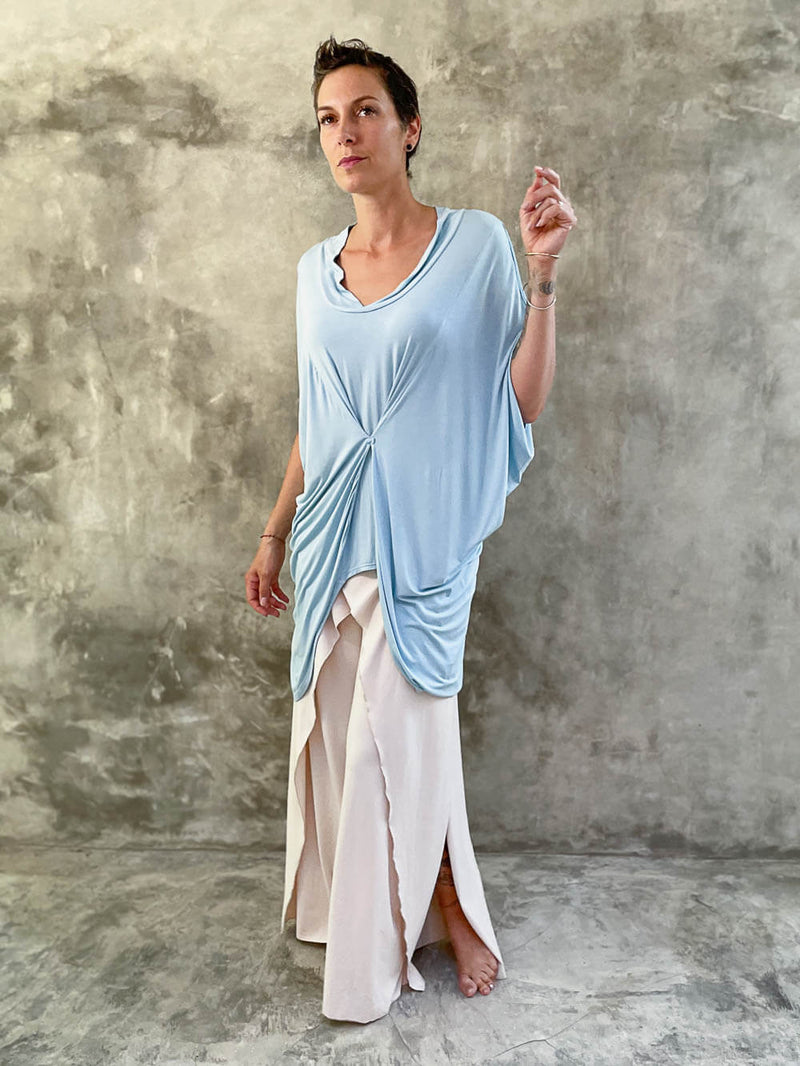 women's plant based rayon jersey loose fit sky blue kaftan tunic #color_canal-blue