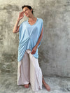 women's plant based rayon jersey loose fit sky blue kaftan tunic #color_canal-blue