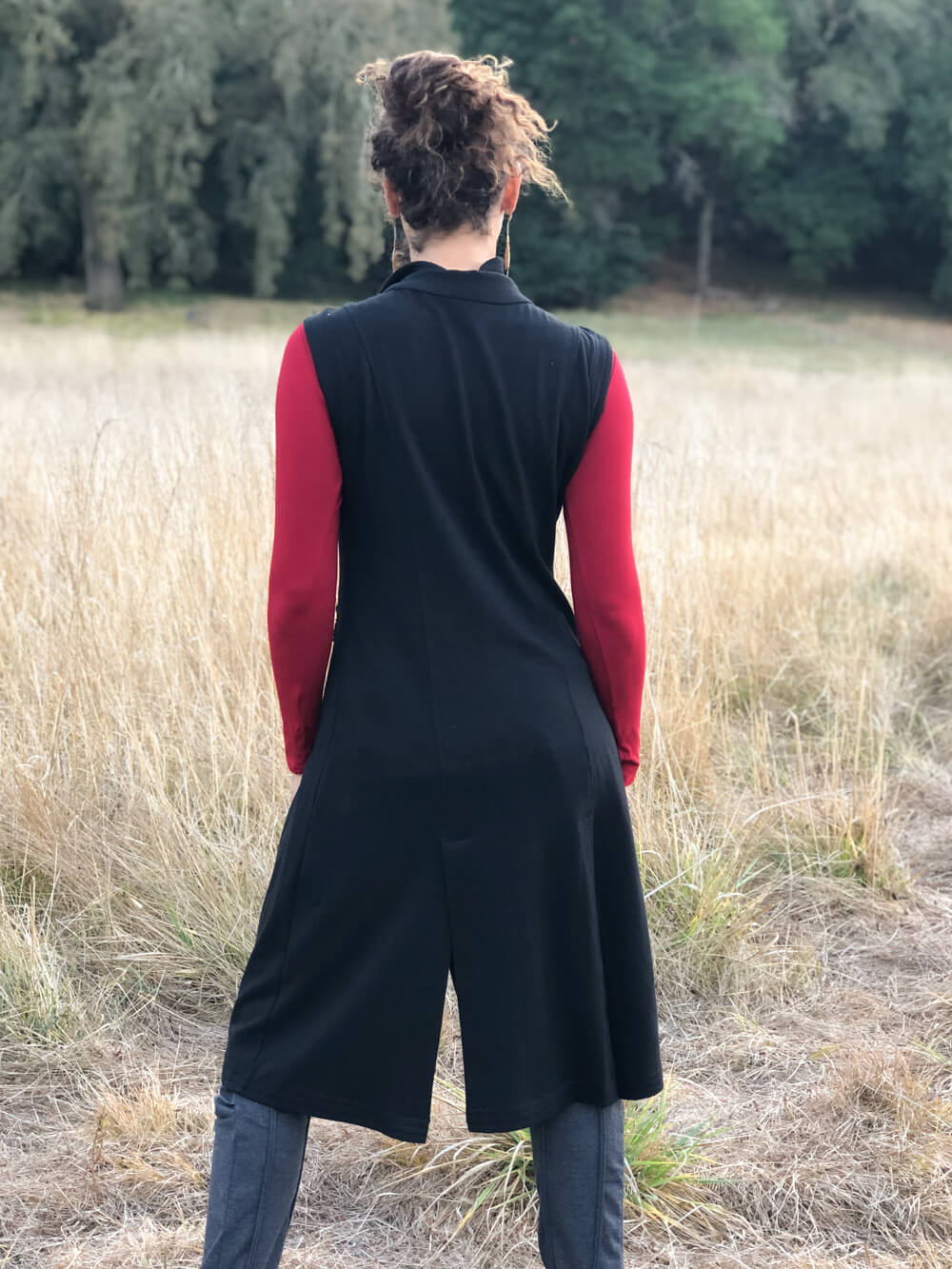 Bamboo Cotton Fleece Long Asymmetrical Vest | Women's Bamboo