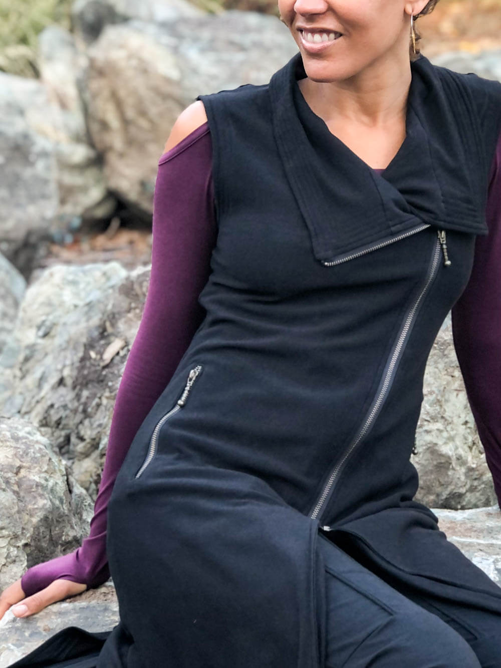 【超ポイントバック祭】 Cotton Bamboo Fleece Bamboo Women's | Vest Asymmetrical Long レディースウェア