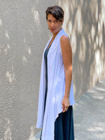 caraucci plant-based rayon jersey convertible white wrap vest can be worn multiple way #color_white