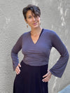 caraucci women's plant-based rayon jersey steel grey wrap shrug can also be worn as a top #color_steel