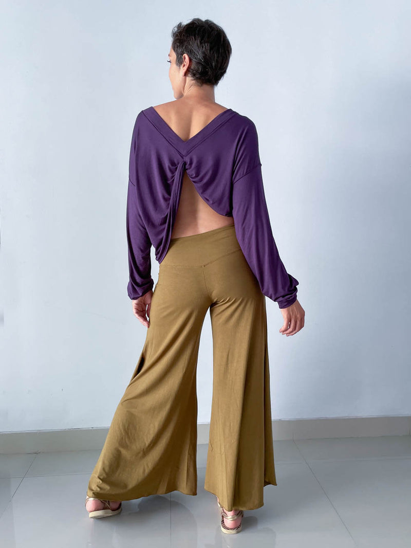 Women's Plant-Based Side Slit Flare Flow Pants | Split Pants